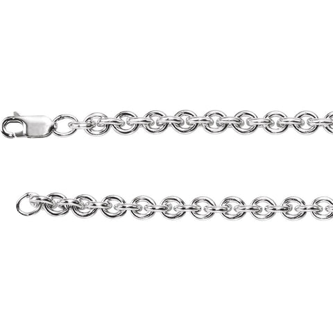 Sterling Silver 5mm Wire Cable 20" Chain