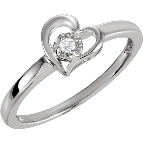 Sterling Silver Cubic Zirconia Heart Ring Size 6