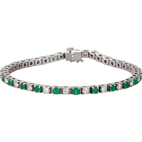 14k White Gold Emerald & 2 1/3 CTW Diamond Bracelet