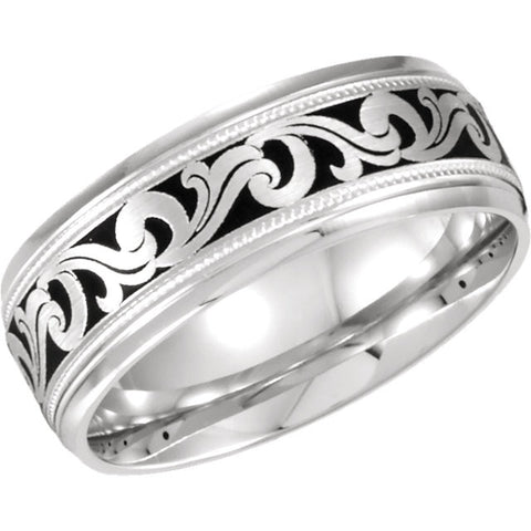 14k White Gold 7mm Comfort-Fit Enamel Band Size 9.5 14k White Gold 7mm Comfort-Fit Enamel Band Size 9.5
