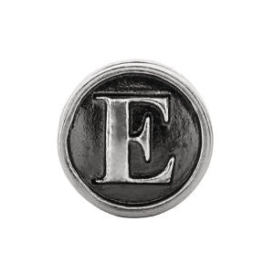 Sterling Silver 10.6mm Letter "E" Alpha Cylinder Bead Sterling Silver 10.6mm Letter "E" Alpha Cylinder Bead