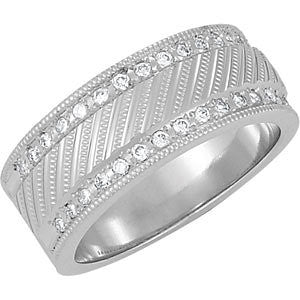 14k White Gold 1/3 CTW Diamond Milgrain Anniversary Band, Size 7 14k White Gold 1/3 CTW Diamond Milgrain Anniversary Band, Size 7