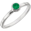 Sterling Silver Imitation Emerald Bezel Ring, Size 7