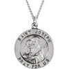18.00 mm St. Joseph Medal with 18 inch Chain in Sterling Silver 18.00 mm St. Joseph Medal with 18 inch Chain in Sterling Silver