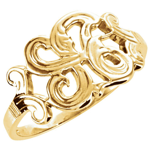 14k Yellow Gold Initial Rings, Size 6 14k Yellow Gold Initial Rings, Size 6