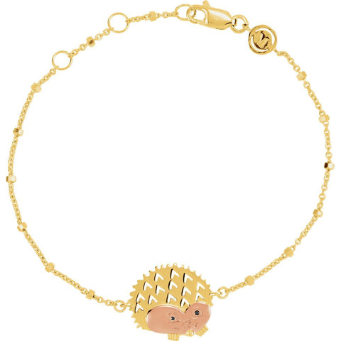 18k Yellow Gold & Rose Vermeil Hedgehog 7.5" Bracelet for Protection