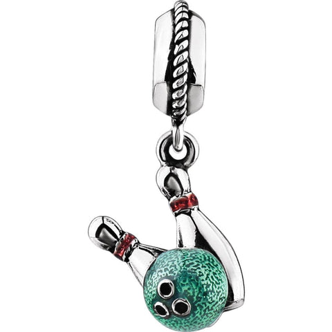 Sterling Silver 12x6.5mm Kera Bowling Charm Sterling Silver 12x6.5mm Kera Bowling Charm