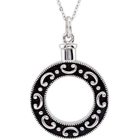 Sterling Silver 30.6x25.5mm Celebration of Life Antiqued Ash Holder Necklace with 18" Chain Sterling Silver 30.6x25.5mm Celebration of Life Antiqued Ash Holder Necklace with 18" Chain