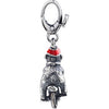 Sterling Silver Bear on Unicycle Charm with Enamel Hat Sterling Silver Bear on Unicycle Charm with Enamel Hat