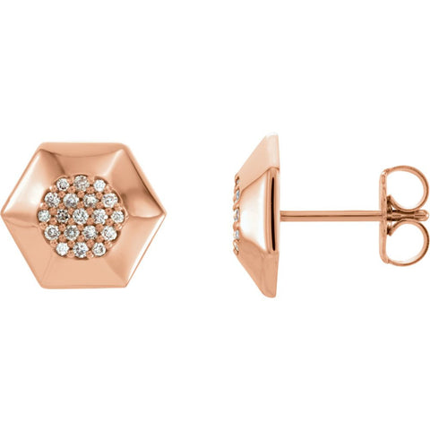 14k Rose Gold 1/6 CTW Diamond Geometric Earrings with Backs