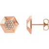 14k Rose Gold 1/6 ctw. Diamond Geometric Earrings with Backs