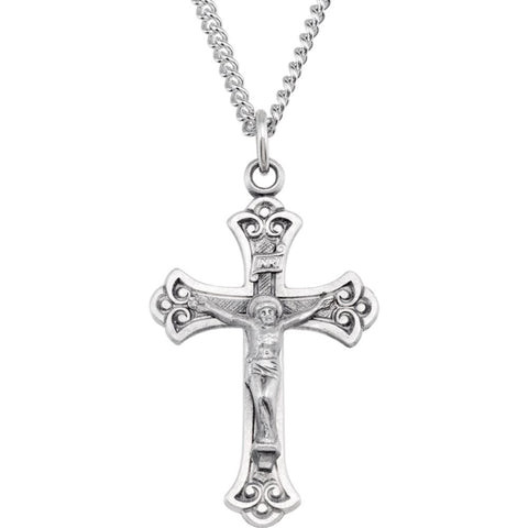 Sterling Silver 32x22mm Crucifix 24" Necklace Sterling Silver 32x22mm Crucifix 24" Necklace