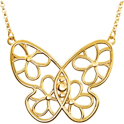 14k Yellow Gold Butterfly & Floral-Inspired Necklace or Center 14k Yellow Gold Butterfly & Floral-Inspired Necklace or Center