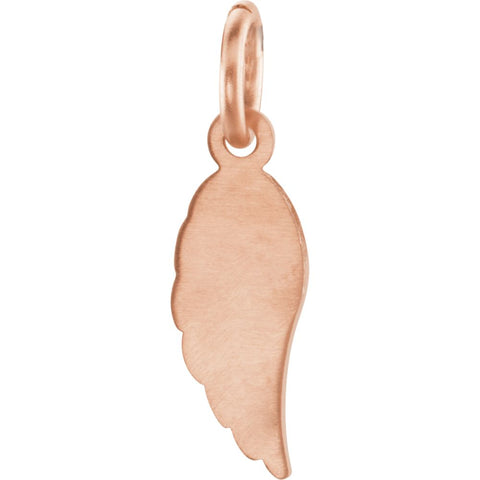 14k Rose Gold Angel Wing Charm with Jump Ring