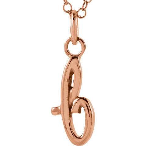 14k Rose Gold Letter "B" Lowercase Script Initial Necklace