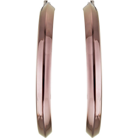 Stainless Steel 50mm Knife Edge Hoop Earrings with Chocolate Immerse Plating