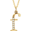 14k Yellow Gold 0.03 ctw. Diamond Lowercase Letter "F" Initial 16-inch Necklace