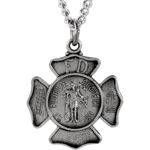Sterling Silver 25.25mm St. Florian 24" Necklace Sterling Silver 25.25mm St. Florian 24" Necklace