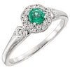 14k White Gold Emerald & 1/10 ctw. Diamond Ring, Size 7