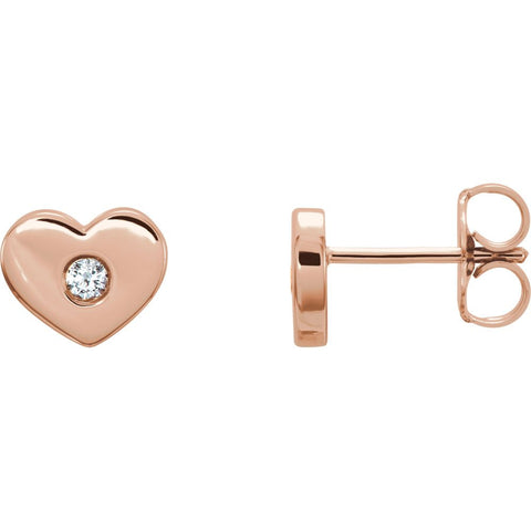 14k Rose Gold .06 CTW Diamond Heart Earrings
