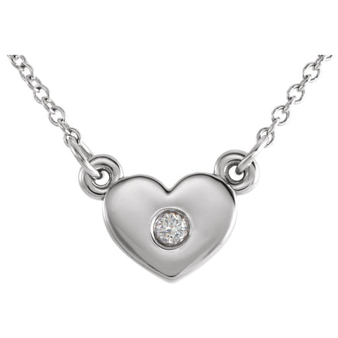 14k White Gold .03 CTW Diamond Heart 16" Necklace