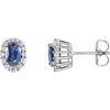 Pair of Graduated Cluster Earring for Oval Gemstone in 14k White Gold