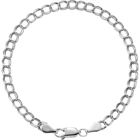 14k White Gold 4mm Solid Charm 7" Bracelet 14k White Gold 4mm Solid Charm 7" Bracelet