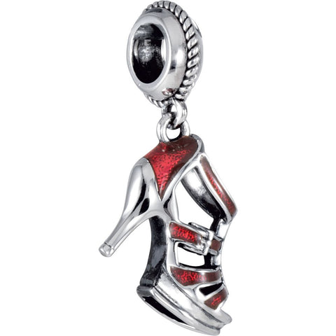 Sterling Silver 18x12mm Red Heel Charm Sterling Silver 18x12mm Red Heel Charm