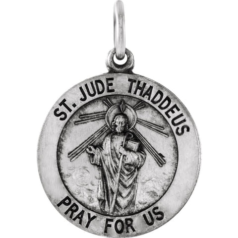 Sterling Silver 18.5mm Round St. Jude Thaddeus Medal Only Sterling Silver 18.5mm Round St. Jude Thaddeus Medal Only