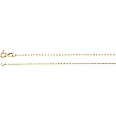 14k Yellow Gold 1mm Solid Bead 20" Chain 14k Yellow Gold 1mm Solid Bead 20" Chain