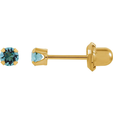 14k Yellow Gold Solitaire "March" Birthstone Piercing Earrings 14k Yellow Gold Solitaire "March" Birthstone Piercing Earrings