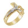 Two Tone Men's Crucifix Cross Ring in 14k White and Yellow Gold ( Size 10 )
