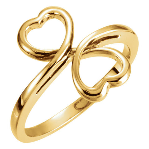 14k Yellow Gold Double Heart Ring, Size 6 14k Yellow Gold Double Heart Ring, Size 6