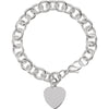 9.75 mm Cable Bracelet with Heart in Sterling Silver ( 7 1/2-Inch )