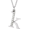 14K White Gold 0.03 CTW Diamond Lowercase Letter "K" Initial 16-Inch Necklace