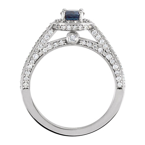 14k White Gold Sapphire & 5/8 CTW Diamond Engagement Ring , Size 7