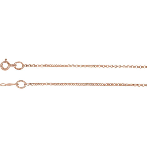 14k Rose Gold 1.5mm Solid Rolo 18" Chain