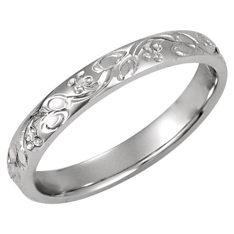 Platinum 3mm Hand-Engraved Band Size 7 Platinum 3mm Hand-Engraved Band Size 7