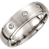 Dura Cobalt 1/10 CTTW Diamond Wedding Band Ring with Satin Finish and Steel Bezels (Size 8.5 )