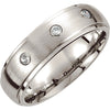 Dura Cobalt 1/10 CTTW Diamond Wedding Band Ring with Satin Finish and Steel Bezels (Size 10 ) Dura Cobalt 1/10 CTTW Diamond Wedding Band Ring with Satin Finish and Steel Bezels (Size 10 )