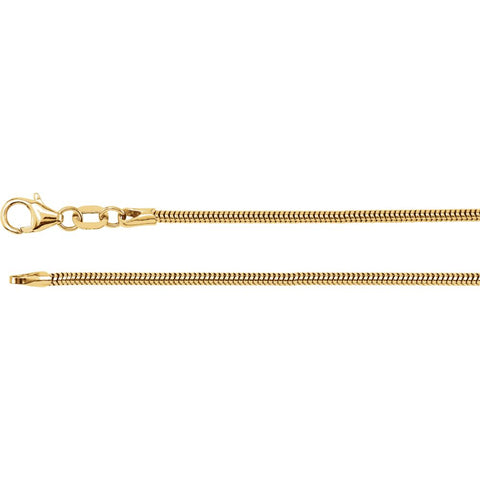 14k Yellow Gold 1.5mm Solid Round Snake 24" Chain