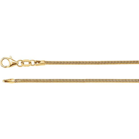 14k Yellow Gold 1.5mm Solid Round Snake 20" Chain 14k Yellow Gold 1.5mm Solid Round Snake 20" Chain