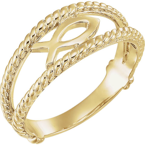 14k Yellow Gold Ichthus (Fish) Chastity Ring, Size 6