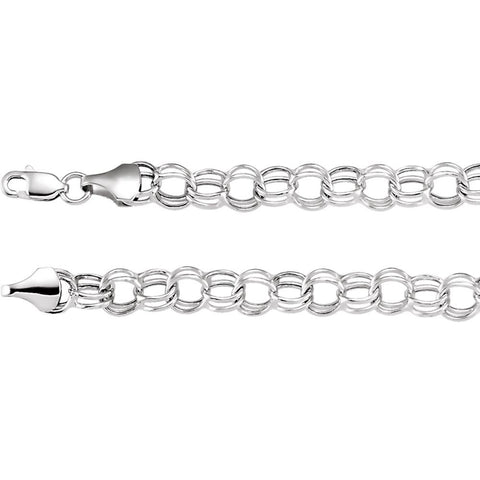 14k White Gold 7.9mm Hollow Double Link Charm 7.25" Bracelet 14k White Gold 7.9mm Hollow Double Link Charm 7.25" Bracelet