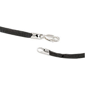 Dark Grey Satin 16" Cord with Sterling Silver Lobster clasp
