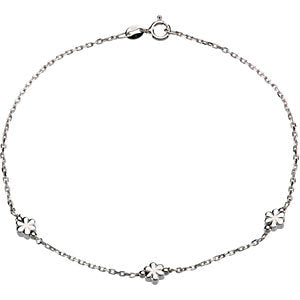 Sterling Silver 3mm Flower 10" Anklet Sterling Silver 3mm Flower 10" Anklet
