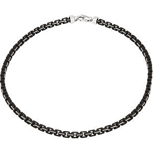 3.25mm Sterling Silver Black Lacquer Link Chain