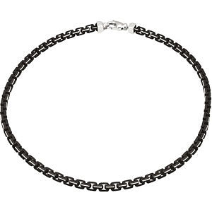 3.25mm Sterling Silver Black Lacquer Link Chain 3.25mm Sterling Silver Black Lacquer Link Chain