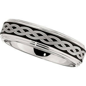 Cobalt 6mm Band with Black Laser Braid Pattern Size 10 Cobalt 6mm Band with Black Laser Braid Pattern Size 10