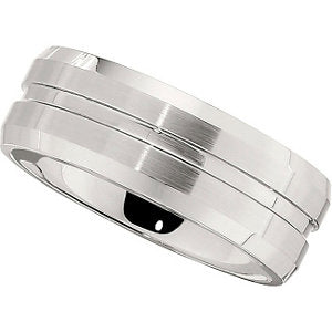 Cobalt 8mm Band with Satin Finish & Grooves Size 10 Cobalt 8mm Band with Satin Finish & Grooves Size 10